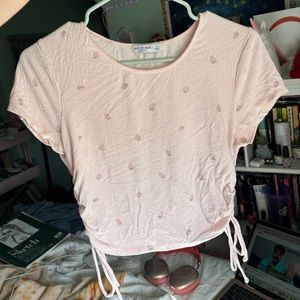 Pink strawberry crop top